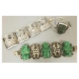 3 southwest, etc silver bracelets: 1 signed BL w/