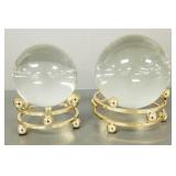 2 lg crystal balls on stands- 5.5' & 4.5' dia