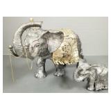 2 heavy metal elephant figures- 8.25'H 13'W larger