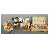 Group vintage character figures incl bisque,