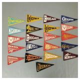 21- 1930's mini felt pennants incl Iowa, Wake