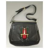 Vintage Gucci horsebit black leather shoulder bag-