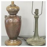 2 metal antique lamp bases: one Nouveau & one
