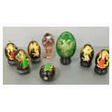 8 lacquer & glass eggs incl 6 Ltd Ed Chardavoyne &