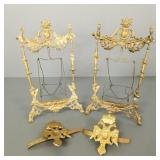 2 antique brass dresser top frames &