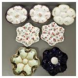 7 vintage decorated oyster plates incl Limoges-