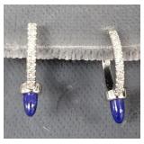14K white gold lapis & diamond earrings- 1.5g