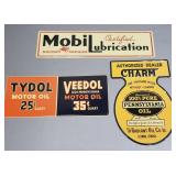 3 reproduction embossed metal oil signs -