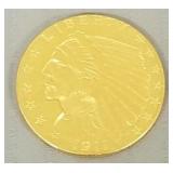 1911 U.S. $2 1/2 Indian Head gold coin- 4.2g