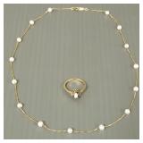 2 pcs gold jewelry 4.9g total- 14k gold & pearl