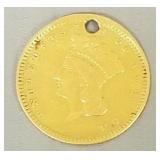 Antique U.S. Indian Head gold dollar (made into