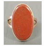 Vintage 10k gold ring s/w oval red stone- 4g,