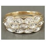 10k gold ring s/w tiny diamonds- 4.6g, sz 9.75