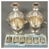 Gp of sterling silver articles:  pair weighted
