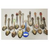 15 sterling silver souvenir spoons some enameled-