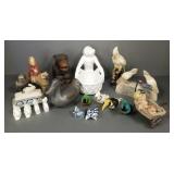 Gp animal figures etc silverplate owl shake,