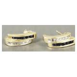 14k gold, sapphire & diamond earrings- 2.6g