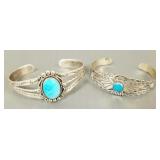 2 Fred Harvey era sterling silver & turquoise cuff