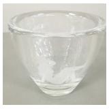 Orrefors nude etched glass vase w/ original label-