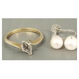 2 pcs gold jewelry- 3.5g total- 14K ring mount (no