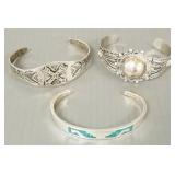 3 sterling silver Southwest, etc. cuff bracelets-