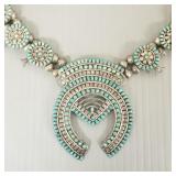 Vintage Zuni silver & turquoise squash blossom