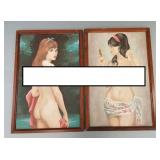 2 vintage paint by number nude paintings-