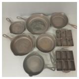 8 pcs cast iron cookware incl Wagner, Griswold,
