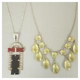 2 Deco style sterling silver necklaces incl Nikki
