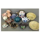 Group vintage, etc pottery incl silver overlay