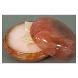Art Verrier signed St. L art glass powder box- 5"D