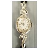 Ladies 14k gold & diamond Wittenauer watch w/