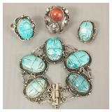4 pcs vintage silver jewelry: N.E.From sterling