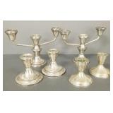 Gp weighted sterling silver candelabra &