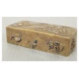 Antique Asian bronze stamp box w/ raised