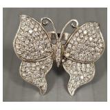 Sterling silver butterfly ring s/w clear stones-