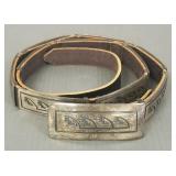 Southwest silver overlay & leather belt- 8 toz