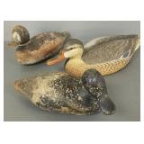 3 duck decoys: 2 wooden Mason