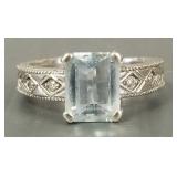 14K white gold ring s/w aquamarine- 5.2g; size 7