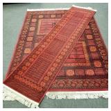 2 Turkish Bokhara etc style synthetic rugs: