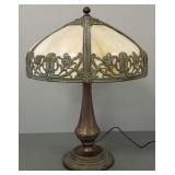 Antique slag glass lamp w/ fancy base- 23"H,