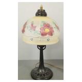 Antique lamp w/ reverse painted shade- 15"H