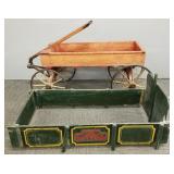 Antique wooden wagon w/ advertising buck board top