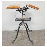 Victorian adjustable oak book rack w/ metal shelf-