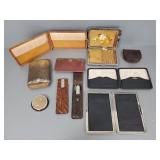 9 antique leather goods incl card holders,