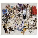 Lg group vintage, etc. costume jewelry incl glass