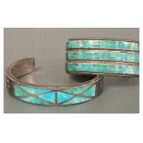 2 Southwest silver & turquoise cuff bracelets-