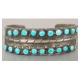 Southwest silver & turquoise cuff bracelet- 44g;