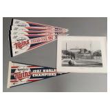Gp incl 5 Twins 1987 pennants, & signed