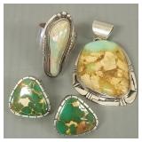 3 pcs sterling silver & turquoise Southwest